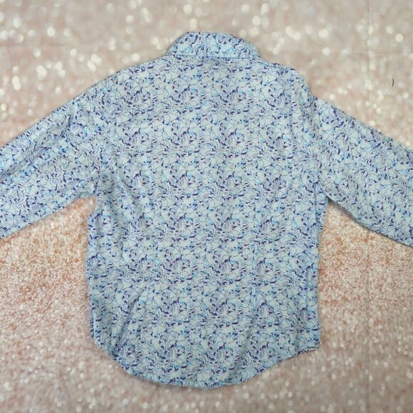 Lilly Pulitzer Vintage Blue Floral Button Down Long Sleeve Blouse, Women's Small - Picture 2 of 6
